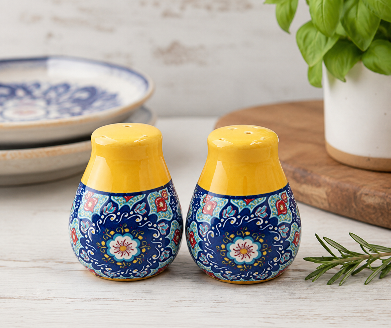 Tuscany Mandala Ceramic Salt & Pepper Shaker Set Pre-order