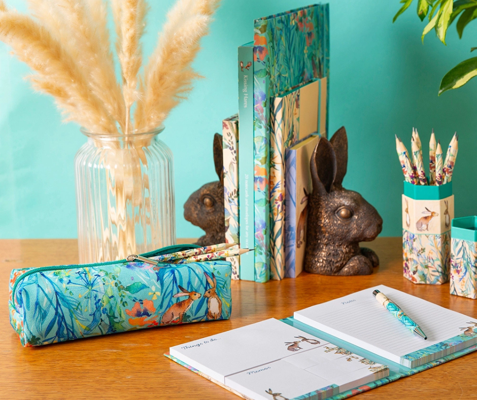 Pencil Case – Kissing Hares Woodland Hare Design Zip Pouch