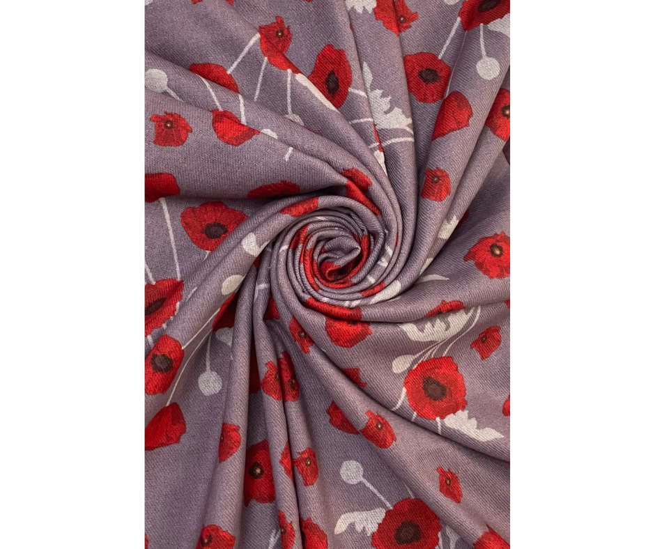 Soft Poppy Print Tassel Scarf