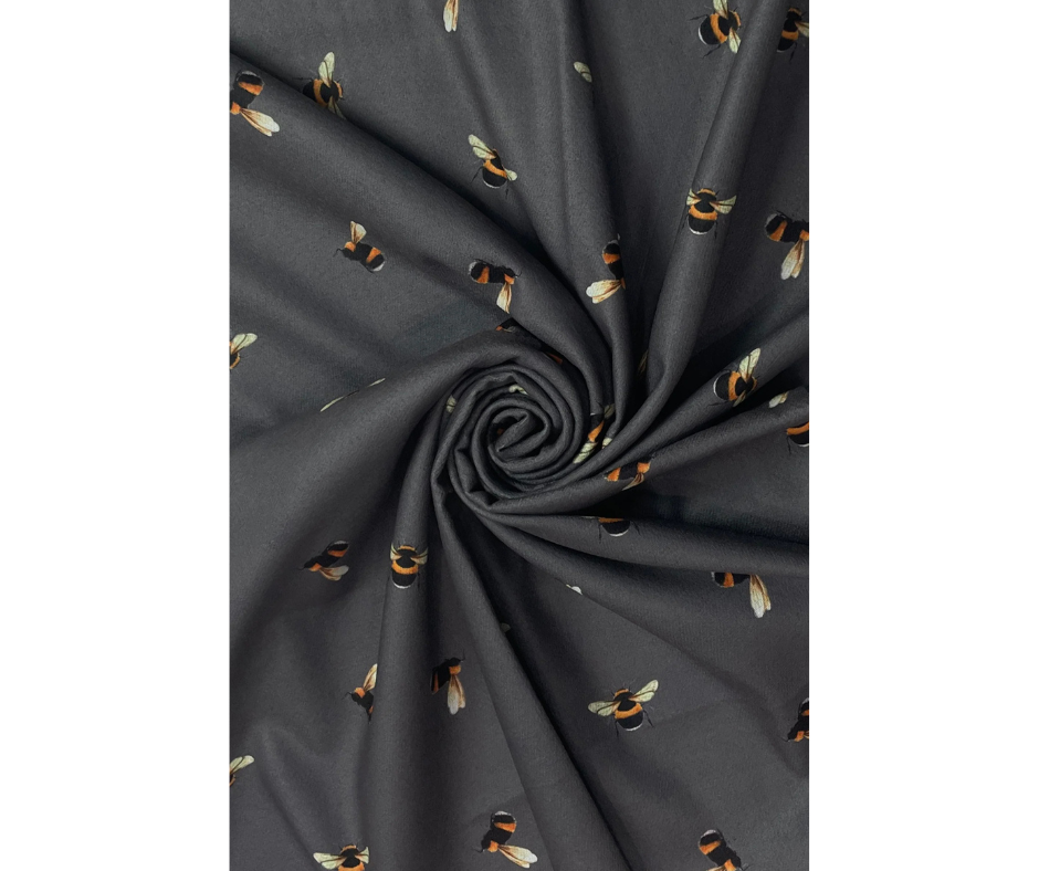 Bumble Bee Print Tassel Scarf Grey
