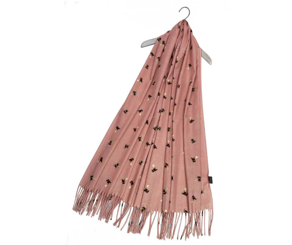 Bumble Bee Print Tassel Scarf