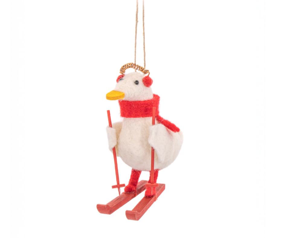 Skiing Goose Felt Decoration