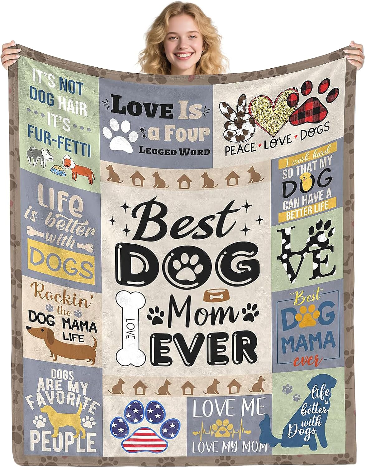 Dog Themed Blanket Throw 150cm x 130cm