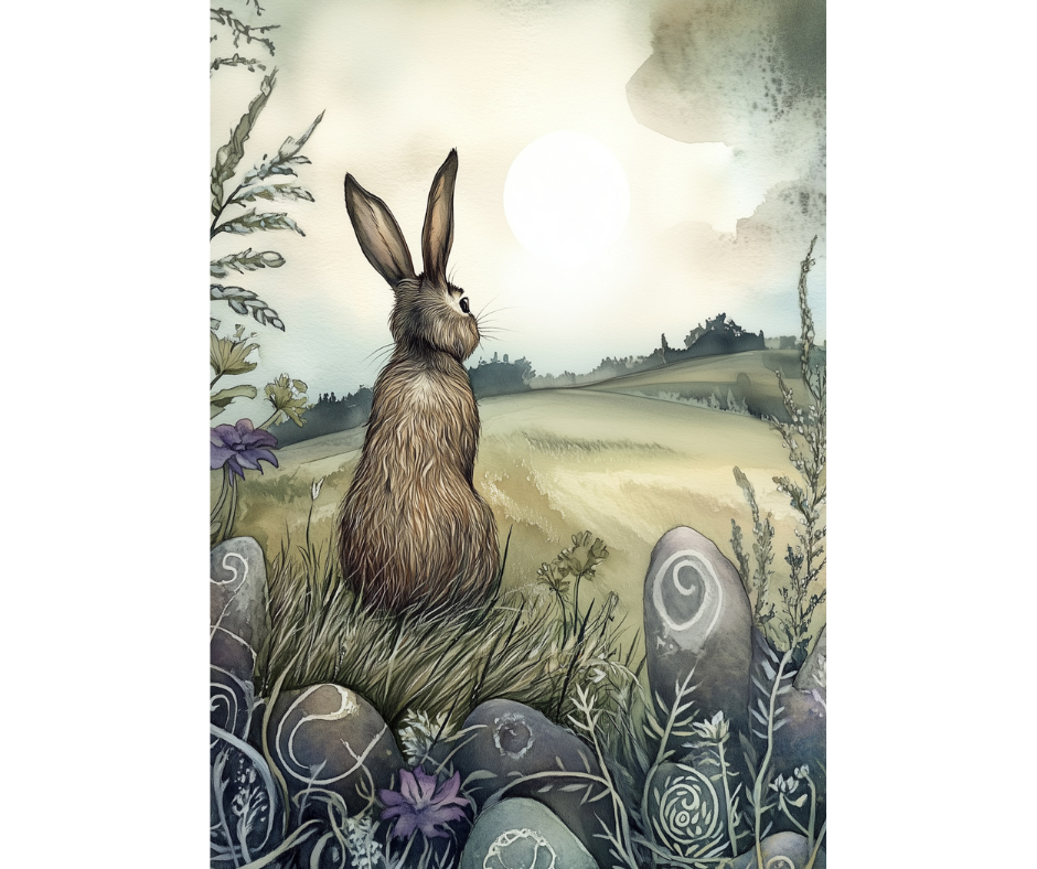 Dog Desk The Ostara Hare Deluxe Greeting Card