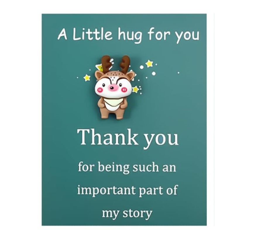 A Little Hug for You – Thank You Card with Cute Reindeer Charm