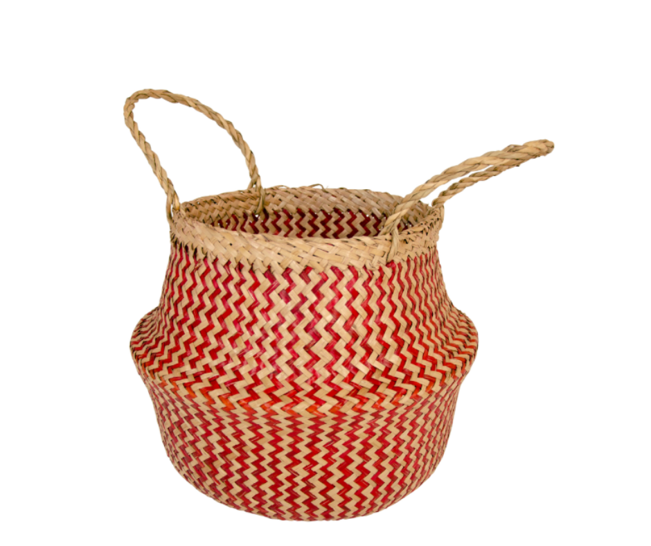 Red Zig Zag Weave Seagrass Basket