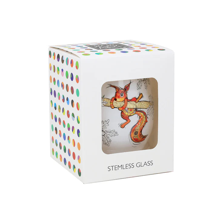 Bug Art Highland Sammy Squirrel Stemless Glass
