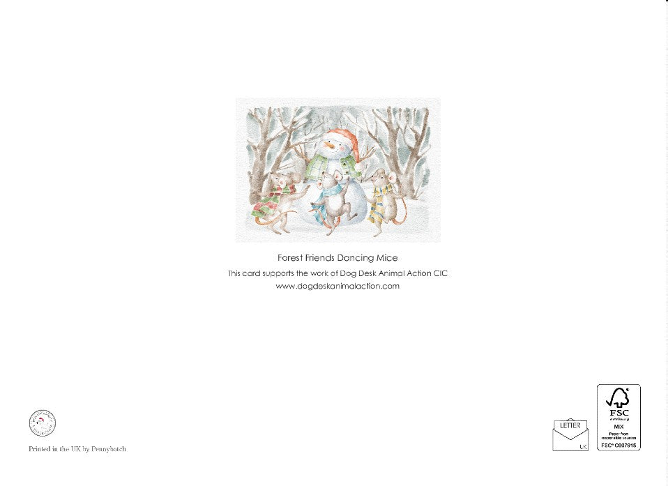 Dog Desk Forest Friends Dancing Mice Deluxe Christmas Card