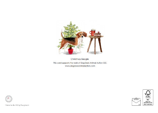 Dog Desk Beagle Deluxe Christmas Card