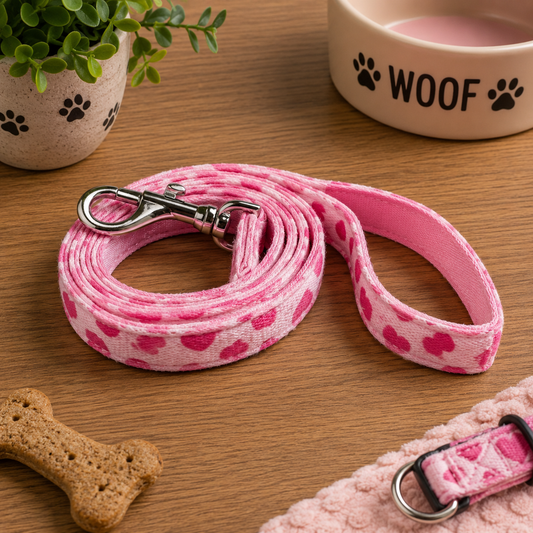 Urban Pup Pink Hearts Fabric Dog Lead