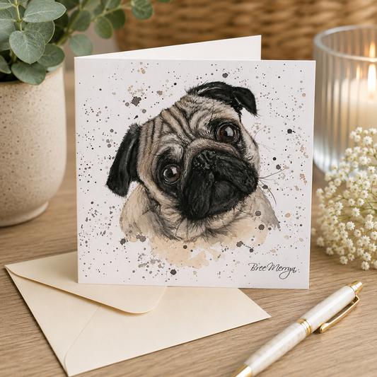 Bree Merryn, Fine Art Pug Small Card To Post