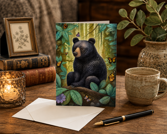 Dog Desk Boho Bear Deluxe Greeting Card