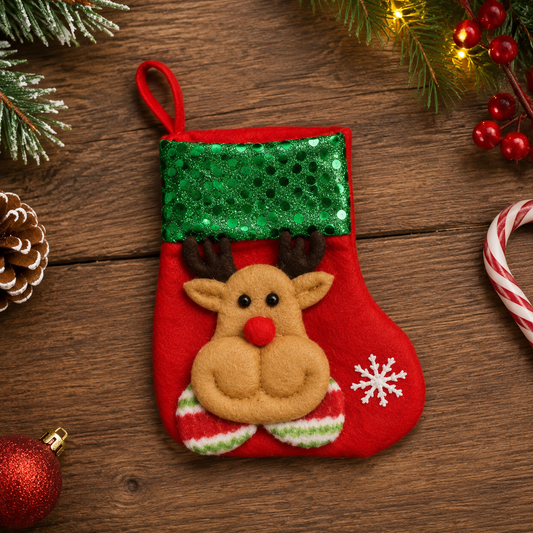 Small Christmas Xmas Stocking Reindeer
