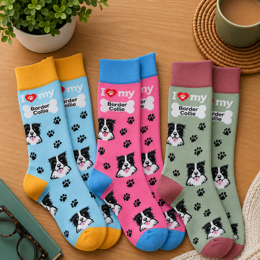 Sock Society Border Collie Dog Pattern Socks