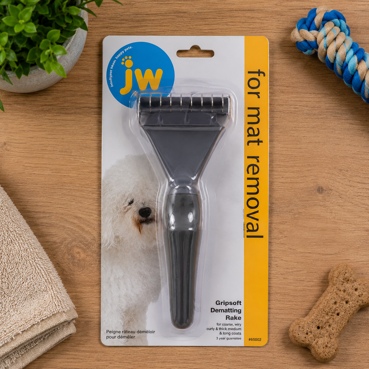 JW Gripsoft Dematting Rake Dog Brush