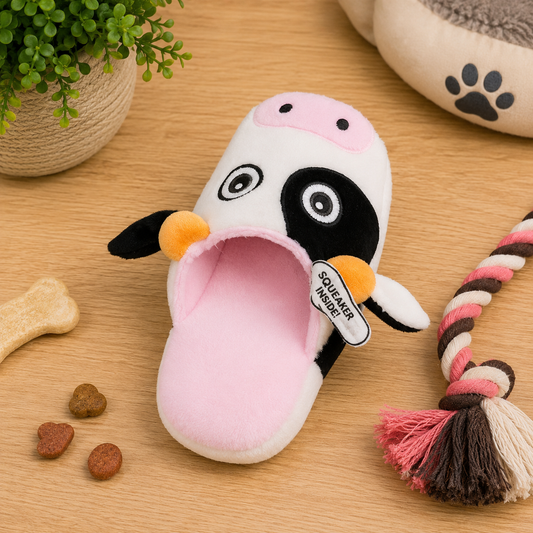 All For Paws Doggy's Slipper Dog Toy Cow