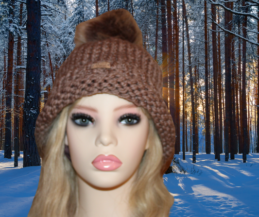 Latte Dog Desk Knits Bobble Hat