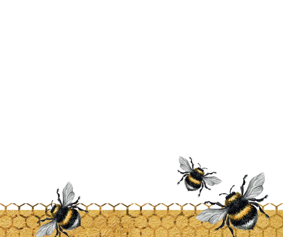 Note Block – Queen Bee Floral Bee Desk Memo Pad with Gold Detail