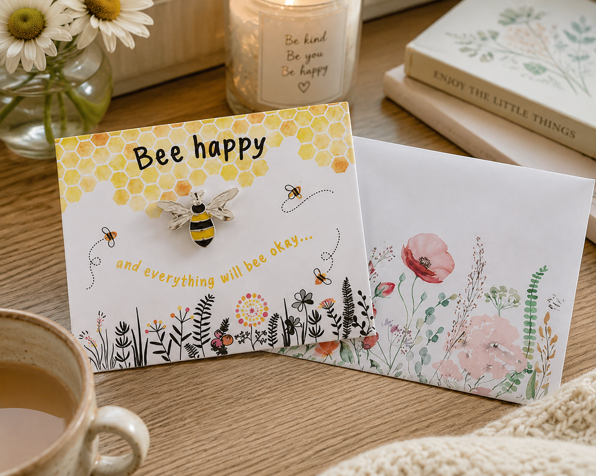 Envelopes Of Love Bee Happy Pin Charm With Card & Envelope