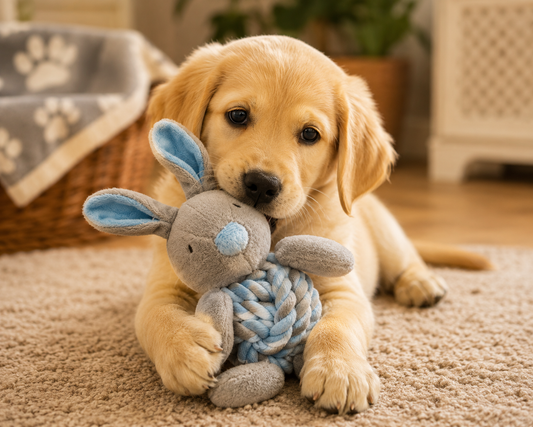 Little Rascals Knottie Bunny Dog Toy Blue
