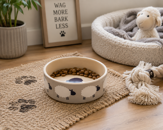 Sheep Ceramic Dog Bowl