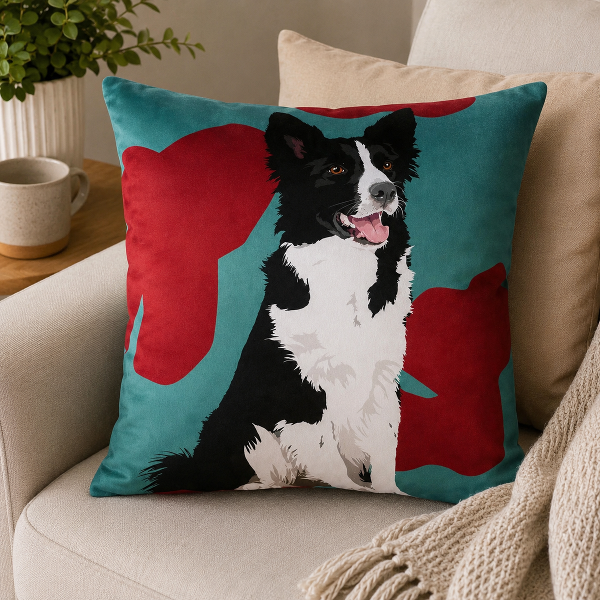 Border Collie Cushion Cover & Cushion