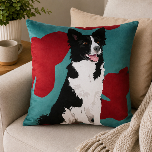 Border Collie Cushion Cover & Cushion