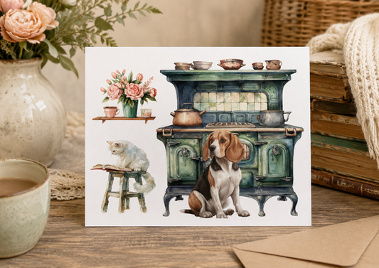 Dog Desk In The Kitchen Deluxe Card