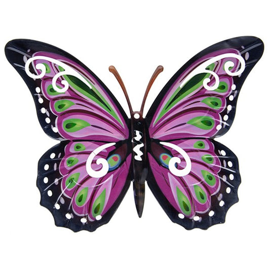 Metallic Garden Colourful Butterfly Wall Art Ornament Pink