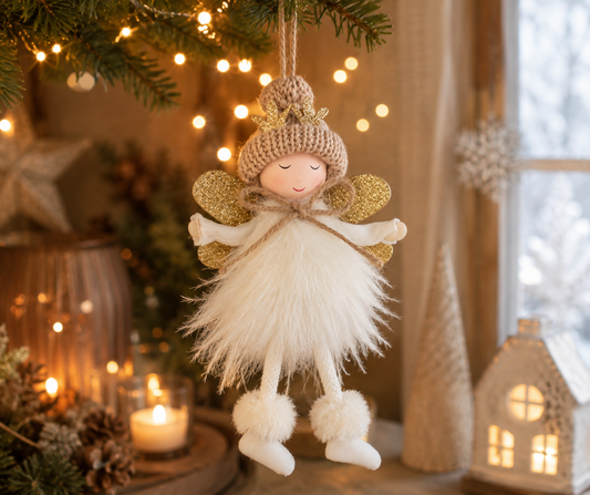Cosy Christmas Angels Hanging Decoration