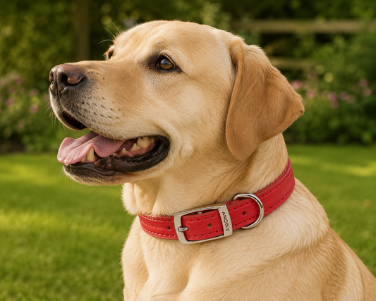 Ancol Heritage Leather Dog Collar Red