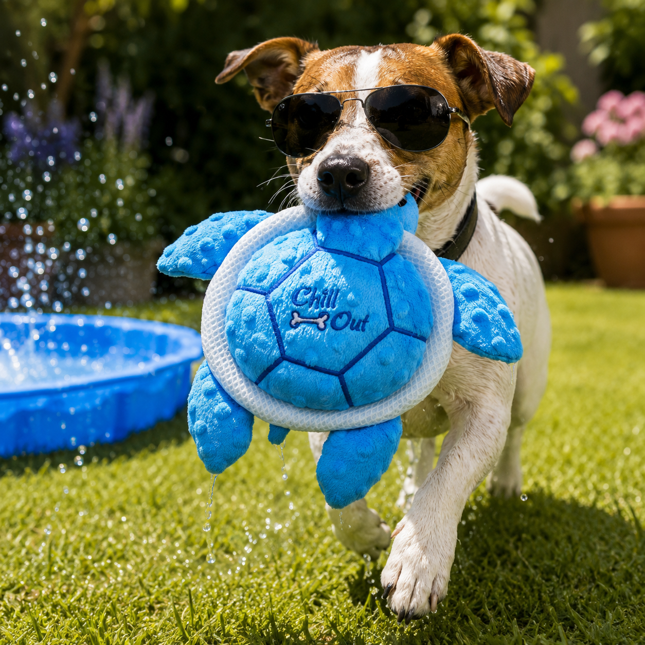 All For Paws Chill Out Sea Turtle Hydration Cooling Summer Play Dog Toy