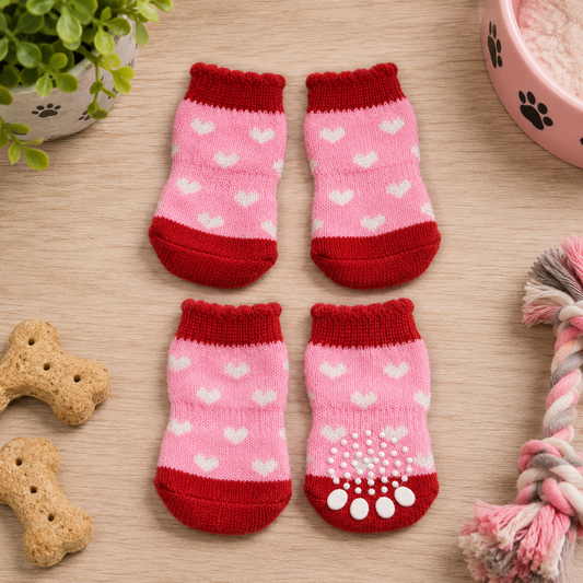 Urban Pup Pink / Red ''Glitter Hearts'' Pet Dog Socks