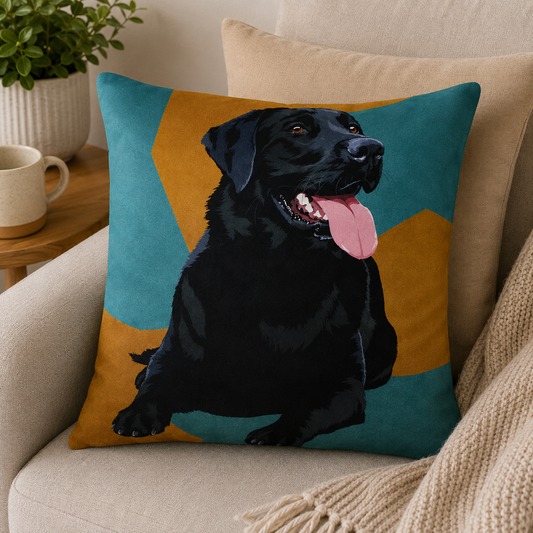Black Labrador Cushion Cover & Cushion