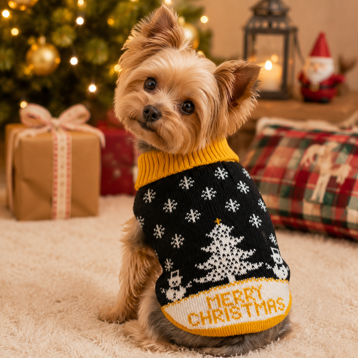 Retro Cosy Fit Dog Christmas Jumper Extra Small