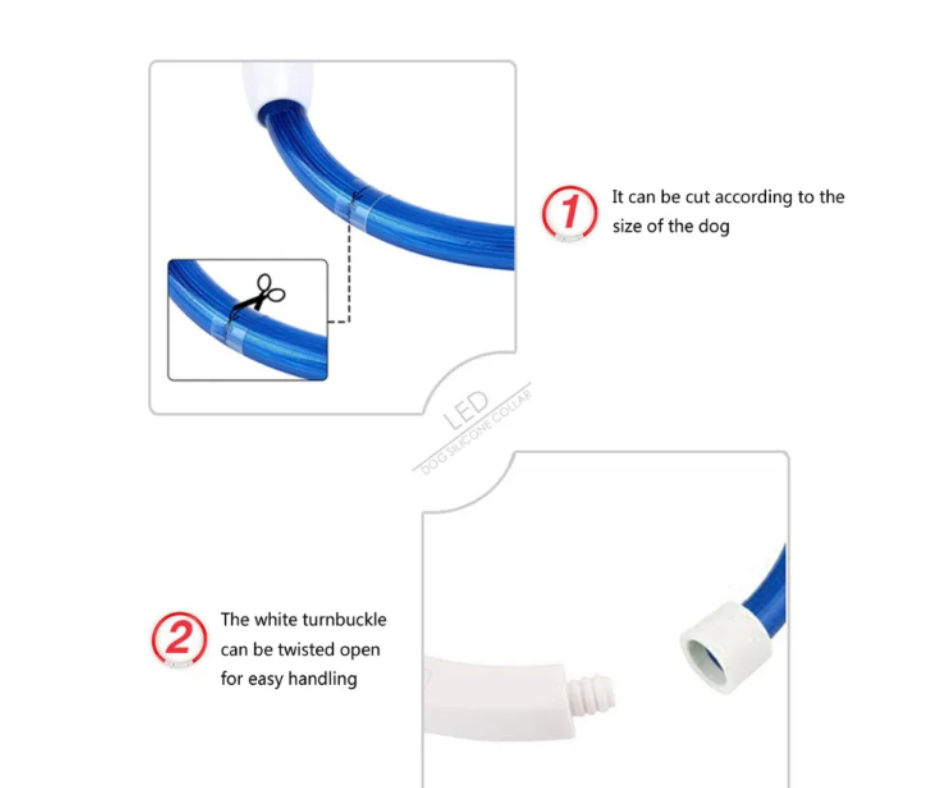 USB Charging Flashing Dog Collar Led Light Safe Night Walking White