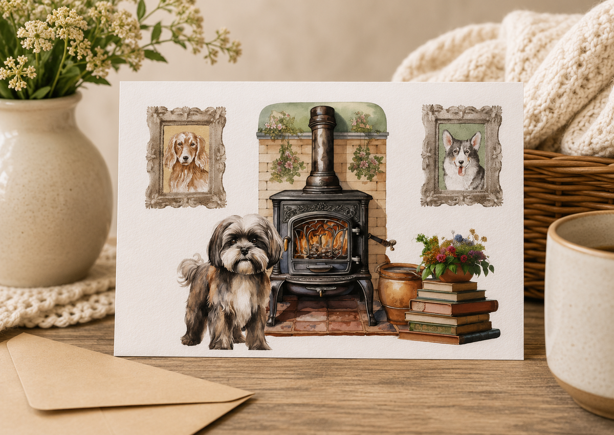 Dog Desk Cosy Shih Tzu Deluxe Card