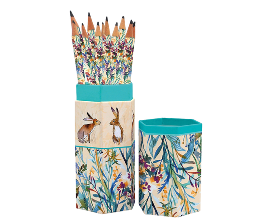 Pencil Set – Kissing Hares Woodland Hare Pencils in Gift Box