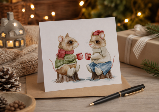 Dog Desk A Nice Mug Of Cocoa Deluxe Christmas Card