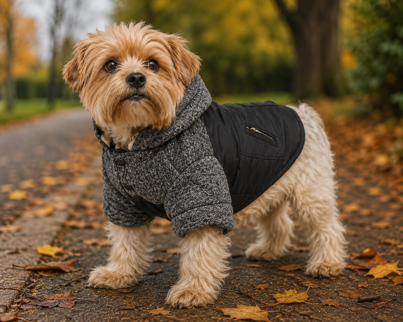 Cheviot Tweed Trimmed Parka Dog Coat