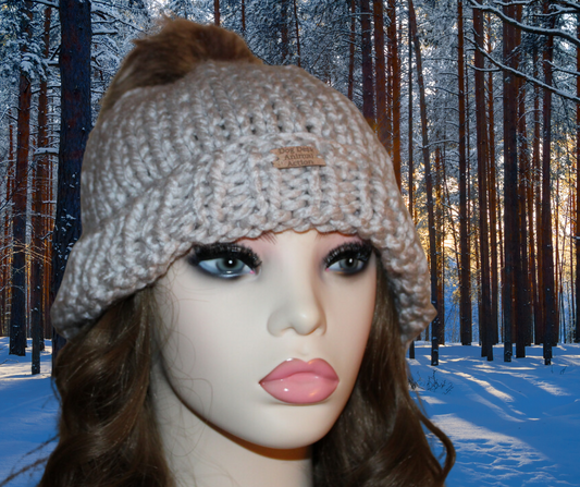 Oatmeal Dog Desk Knits Bobble Hat