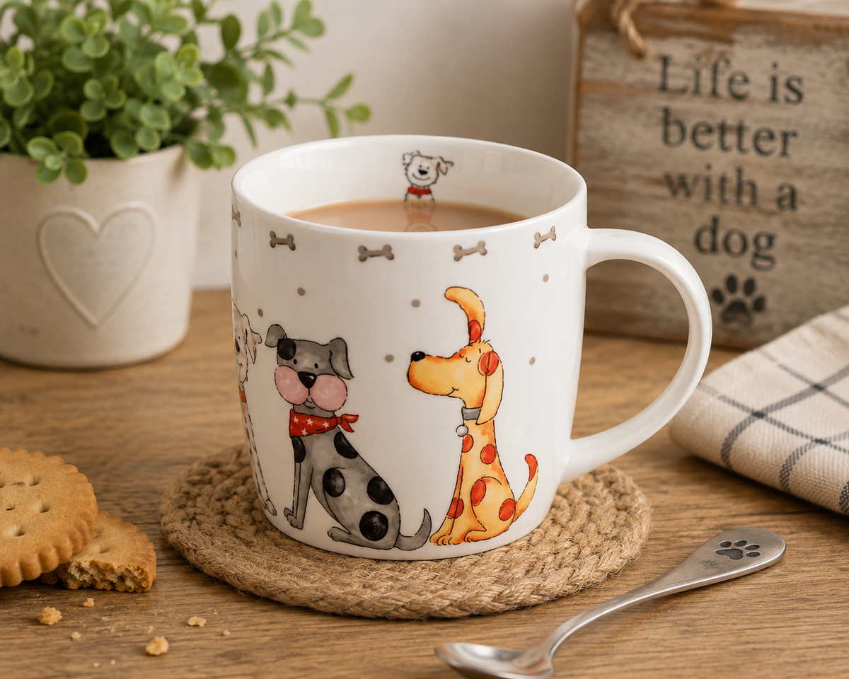 Faithful Friends Dog Illustration Mug