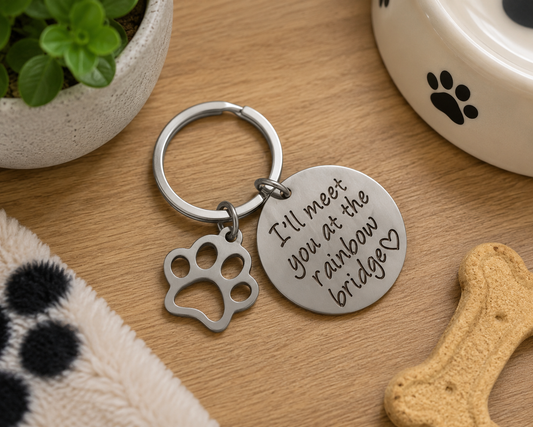 Stainless Steel Pet Dog Cat Memorial Keyring