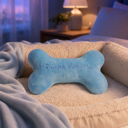 Sweet Dreams Glow In The Dark Bone Dog Toy – Baby Blue
