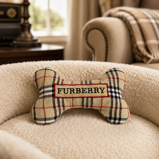 Furberry Bone Parody Plush Dog Toy
