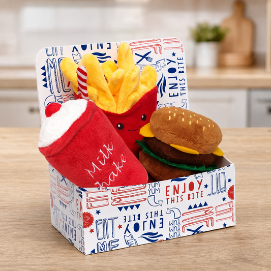 Hamburger Meal Deal Box (3 Toy Combo) Dog Toy