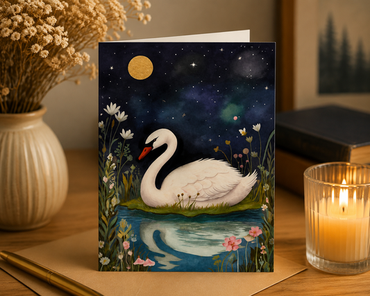 Dog Desk Night-time Hills Frog Deluxe Greeting Card