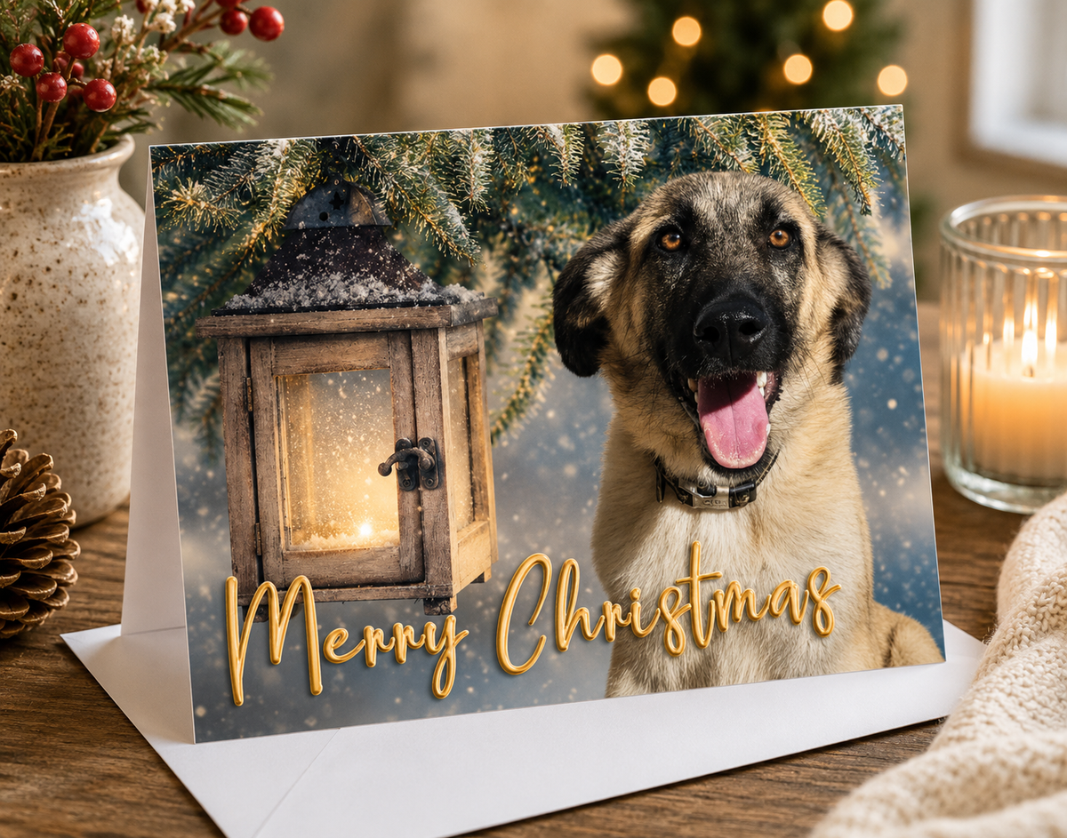Dog Desk Milo Deluxe Christmas Card