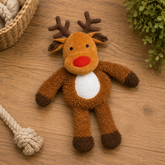 Large Plush Moppy Reindeer Christmas Dog Toy