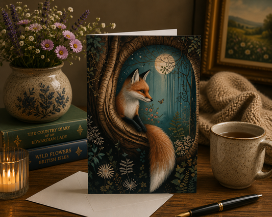 Dog Desk Fox Tail Deluxe Greeting Card